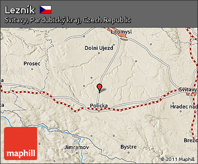 Shaded Relief 3D Map of Lezník