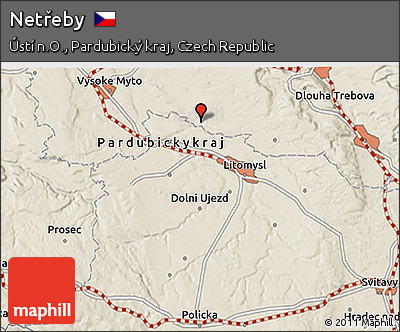 Shaded Relief 3D Map of Netřeby