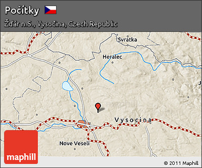 Shaded Relief 3D Map of Počítky