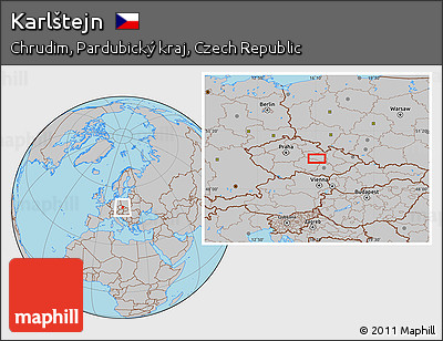 Gray Location Map of Karlštejn