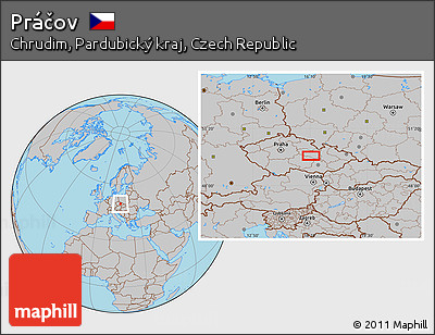 Gray Location Map of Práčov