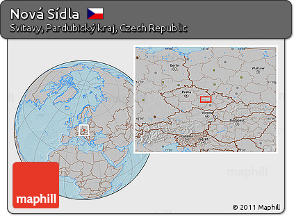 Gray Location Map of Nová Sídla, hill shading