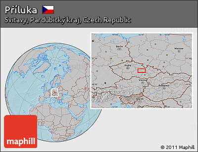 Gray Location Map of Příluka, hill shading