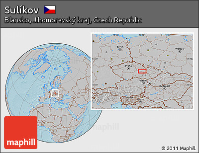 Gray Location Map of Sulíkov, hill shading