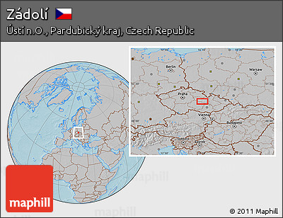 Gray Location Map of Zádolí, hill shading
