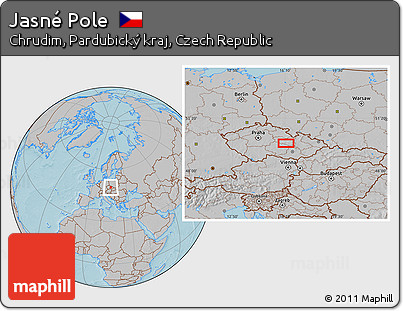 Gray Location Map of Jasné Pole, hill shading