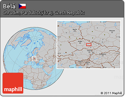 Gray Location Map of Bělá