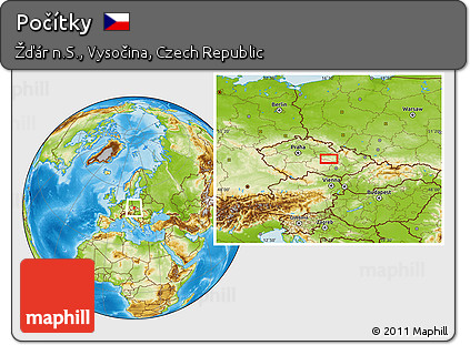Physical Location Map of Počítky