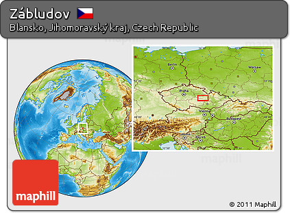 Physical Location Map of Zábludov