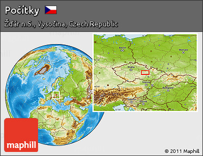 Physical Location Map of Počítky