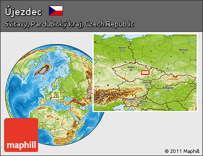 Physical Location Map of Újezdec