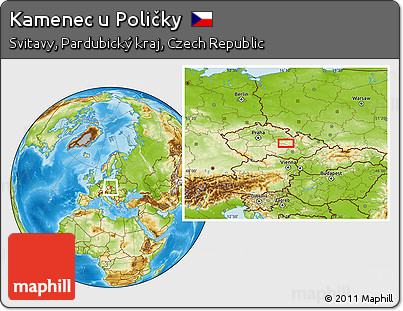 Physical Location Map of Kamenec U Poličky