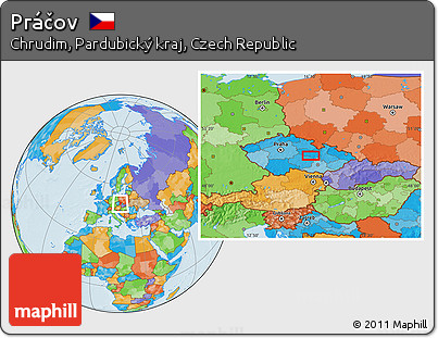 Political Location Map of Práčov