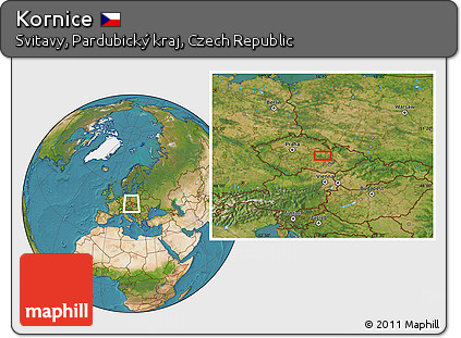 Satellite Location Map of Kornice