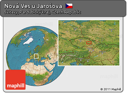 Satellite Location Map of Nová Ves U Jarošova