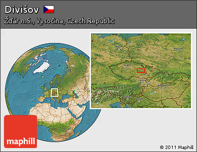 Satellite Location Map of Divišov