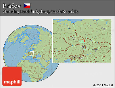 Savanna Style Location Map of Práčov