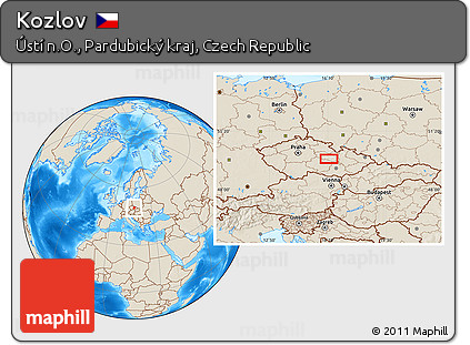 Shaded Relief Location Map of Kozlov