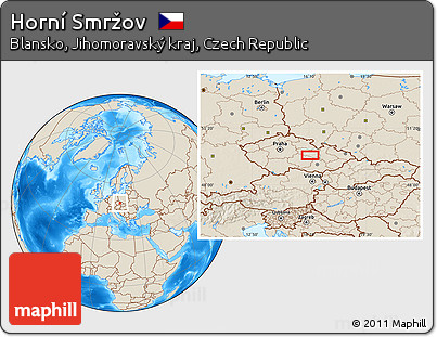 Shaded Relief Location Map of Horní Smržov