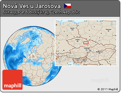Shaded Relief Location Map of Nová Ves U Jarošova