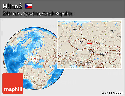 Shaded Relief Location Map of Hlinné