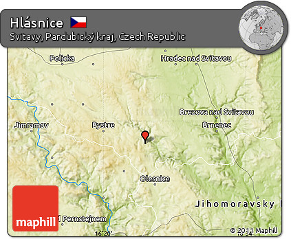 Physical Map of Hlásnice
