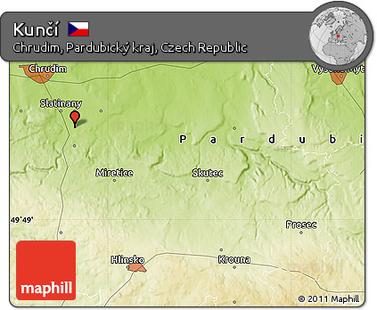 Physical Map of Kunčí