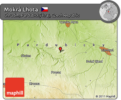 Physical Map of Mokrá Lhota