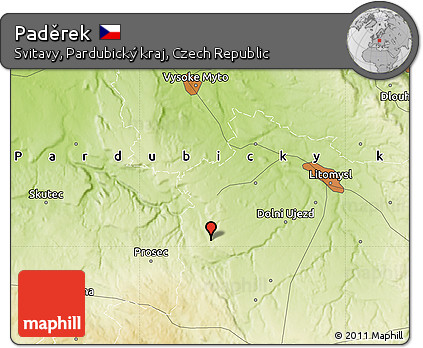Physical Map of Paděrek