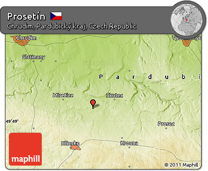 Physical Map of Prosetín