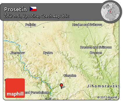 Physical Map of Prosetín