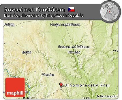 Physical Map of Rozseč Nad Kunštátem