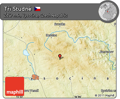 Physical Map of Tři Studně