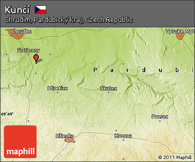 Physical Map of Kunčí