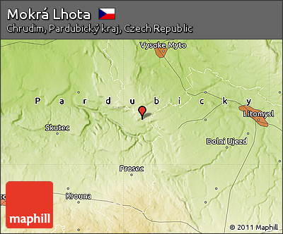 Physical Map of Mokrá Lhota