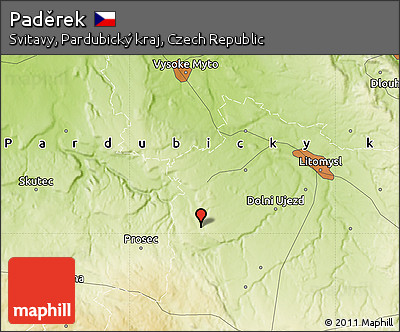 Physical Map of Paděrek