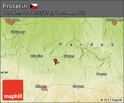 Physical Map of Prosetín