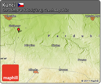 Physical Map of Kunčí