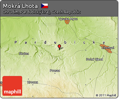Physical Map of Mokrá Lhota