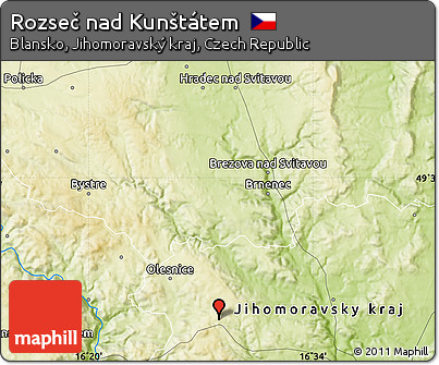 Physical Map of Rozseč Nad Kunštátem