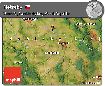 Satellite Map of Netřeby