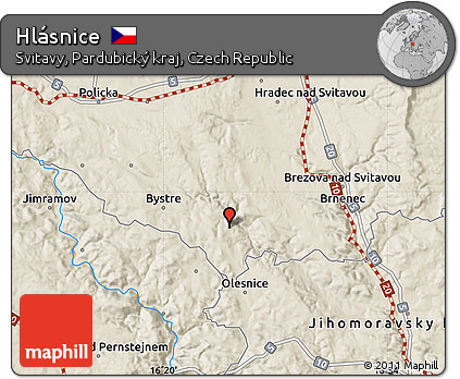 Shaded Relief Map of Hlásnice
