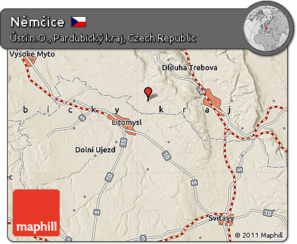 Shaded Relief Map of Němčice