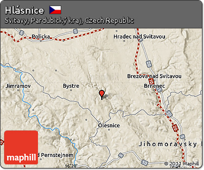 Shaded Relief Map of Hlásnice