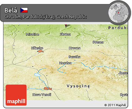Physical Panoramic Map of Bělá