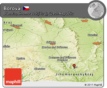 Physical Panoramic Map of Borová