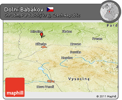 Physical Panoramic Map of Dolní Babákov