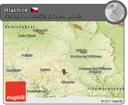 Physical Panoramic Map of Hlásnice