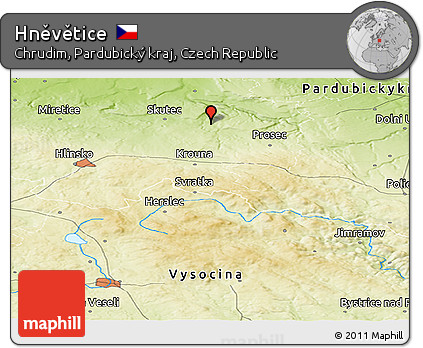 Physical Panoramic Map of Hněvětice