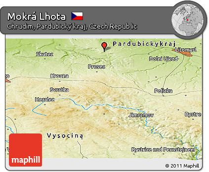 Physical Panoramic Map of Mokrá Lhota